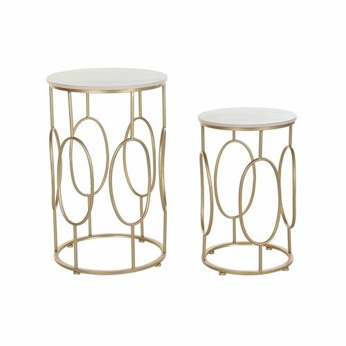 Set of 2 small tables DKD Home Decor White Golden 38 x 38 x 60 cm