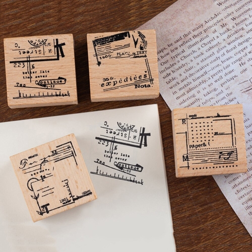 4Pcs/Set Wooden Rubber Stamps Seal Set