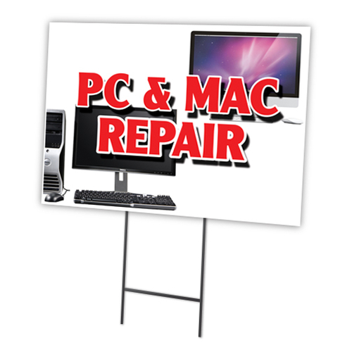 SignMission C-1216-DS-Pc & Mac Repair 12 x 16 in. Yard Sign & Stake - 