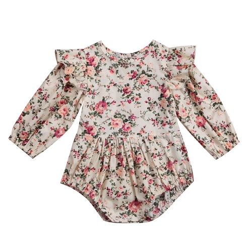 Newborn Toddler Baby Girls Floral Bodysuit Long