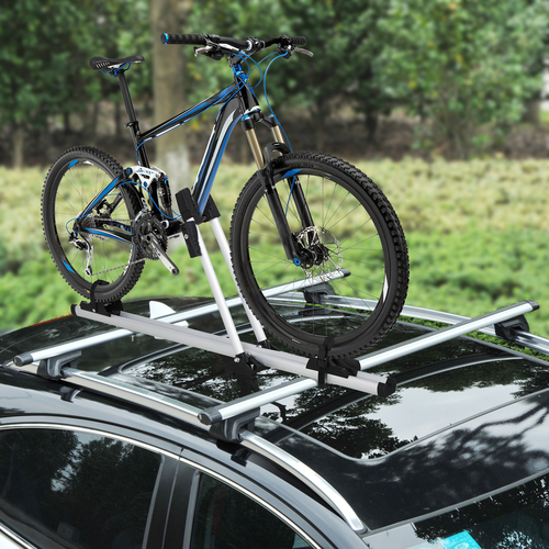 Soozier Adjustable Bike Rack With Tie-Down Straps & wheel lock Silver