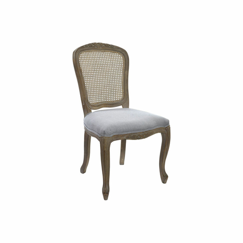 Chair DKD Home Decor Wood Cloth Light grey Rattan (53 x 49 x 95 cm)