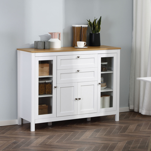 HOMCOM Modern Buffet Cabinet Sideboard with Storage Cupboard Glass