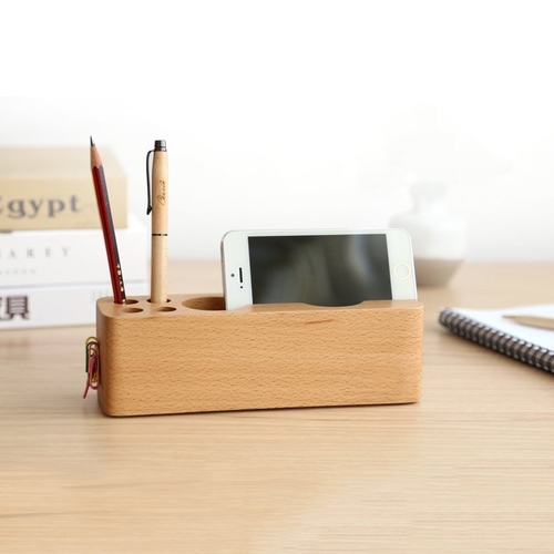 Wooden Pen & Phone Rack