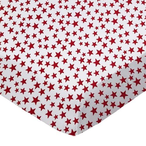 SheetWorld Fitted Cradle Sheet - 100% Cotton Woven - Red Stars, Made