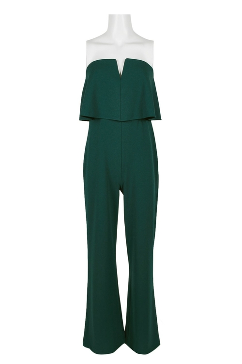 Adrianna Papell Strapless V-Neck Popover Zipper Back Solid Stretch