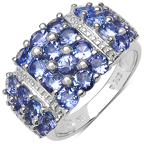 2.06 Carat Genuine Tanzanite .925 Sterling Silver Ring