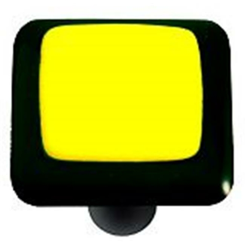 Hot Knobs HK5003-KB Black Border with Sunflower Yellow Square Glass Ca