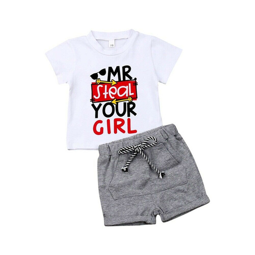 2pcs Summer Baby Boy T shirt Tops +Short Pants