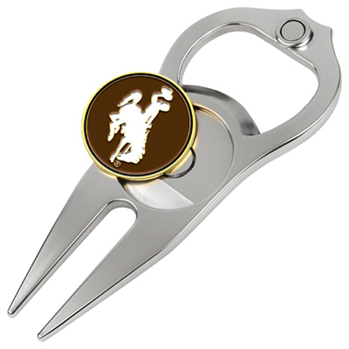 Hat Trick Openers 6 In 1 Golf Divot Tool - Wyoming Cowboys