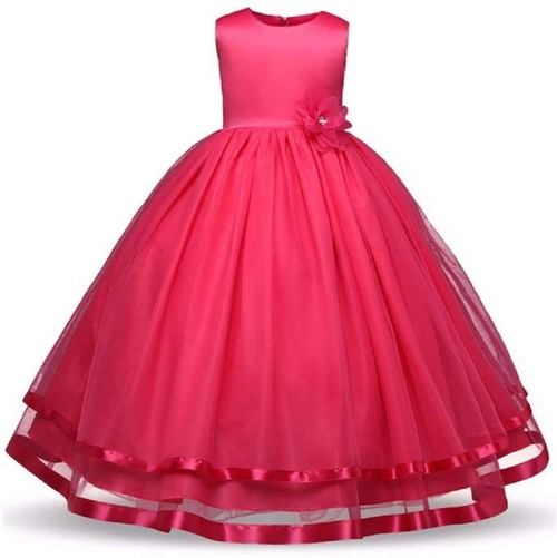 Girls Maxi/Full Length Party Dress  (Pink, Sleeveless)