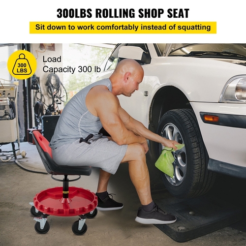 VEVOR Rolling Garage Stool, 300LBS Capacity, 18"-23" Adjustable Height