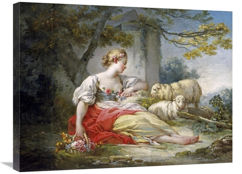 Global Gallery GCS-277593-30-142 30 in. Shepherdess Seated with Sheep 