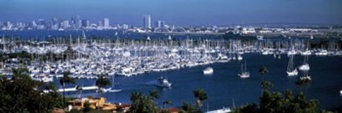 Panoramic Images PPI64039L Boats moored at a harbor  San Diego  Califo