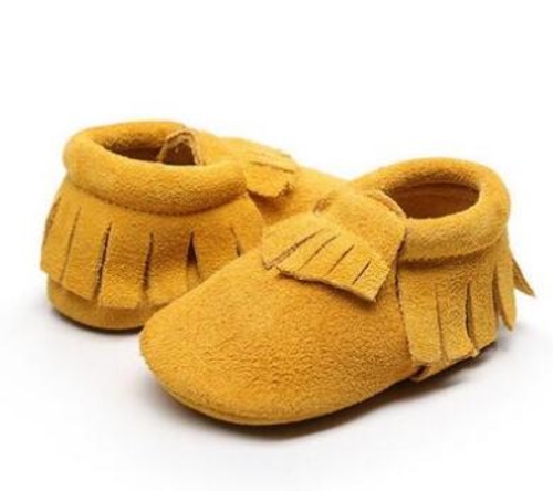 Fringe Genuine suede Leather Newborn Baby