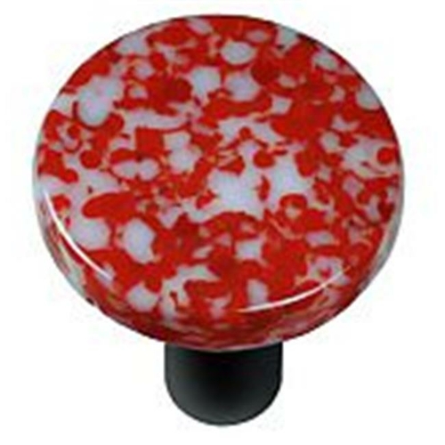 Hot Knobs HK8050-KRB Granite Red & White Round Glass Cabinet Knob - Bl