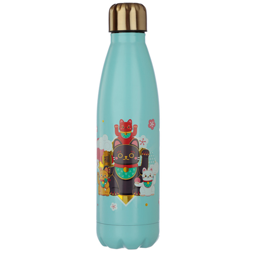 Lucky Cat Maneki Neko Stainless Steel Insulated Drinks Bottle