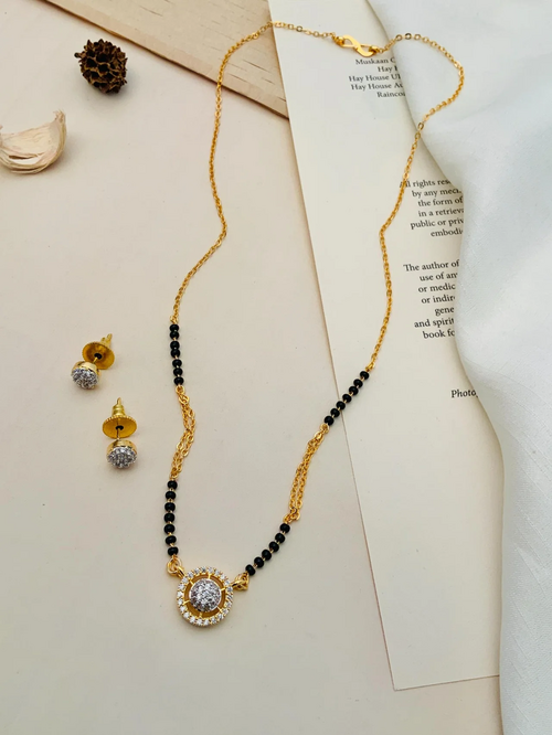 Contemporary Gold Plated American Diamond Mangalsutra Set