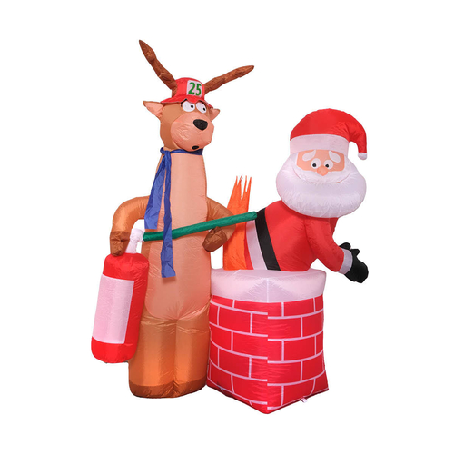 Christmas By Sas 1.5m Santa Stuck In Chimney Built-In Blower LED