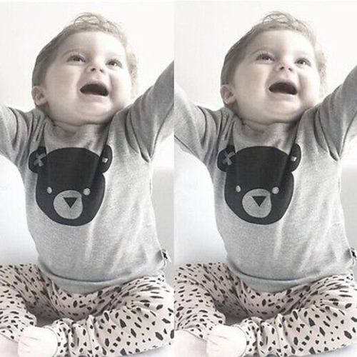 2pcs Toddler Kids Baby Boy Girl Outfit Long Sleeve