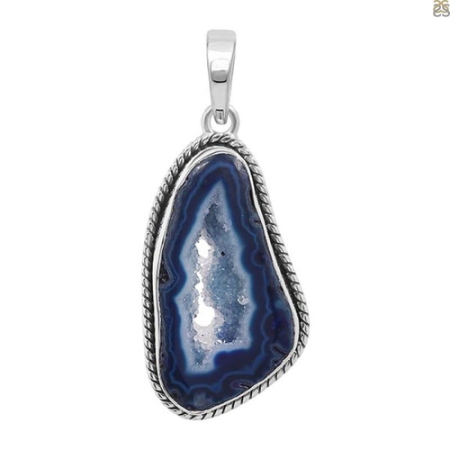 Agate (Blue) Pendant Designing Border Artificial