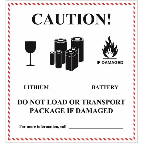 Tape Logic DL1397 4.625 x 5 in. - Caution - Lithium Battery Handling L
