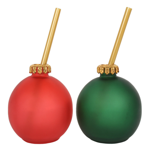 Set of 2 Festive Bauble Glasses