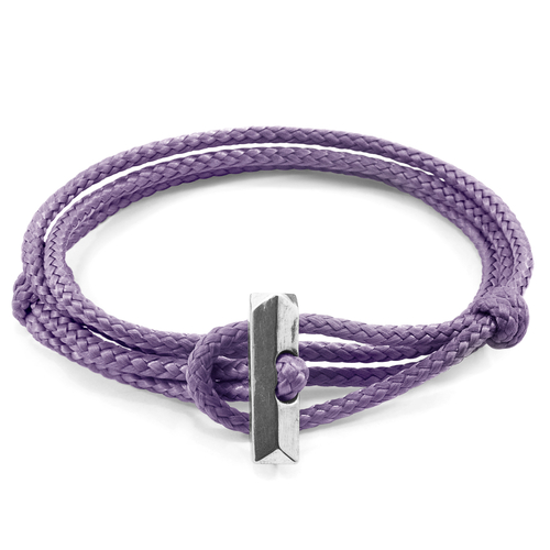 Lilac Purple Oxford Silver and Rope Bracelet