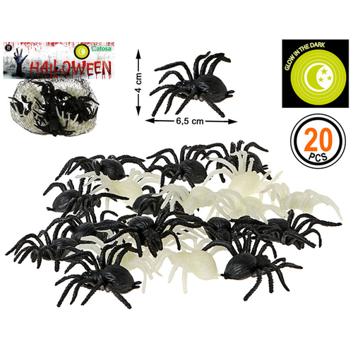 Halloween Decorations 20 Units Spider Black Multicolour (20 Units)