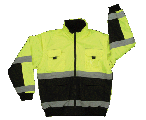 2W 350C-3 3XL Class 3 Reversible Bomber Jacket - Black & Lime- 3 Extra