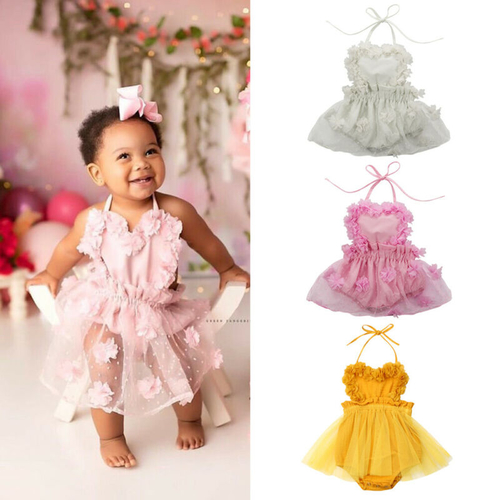 Newborn Baby Girl Tulle Romper Dress Sleeveless