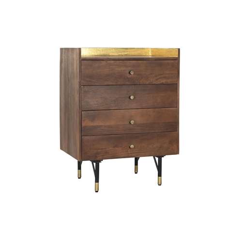 Chest of drawers DKD Home Decor Black Golden Metal Dark brown Mango