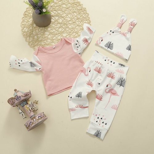 Pudcoco Autumn 3Pcs Newborn kids Baby Girl Flower