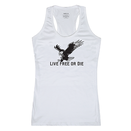 Rapid Dominance GS1-793-WHT-01 Live Free Womens Graphic Tank Top, 