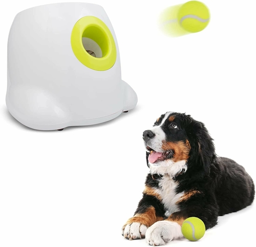 PUREVACY White Automatic Dog Ball Launcher Machine, Automatic Tennis