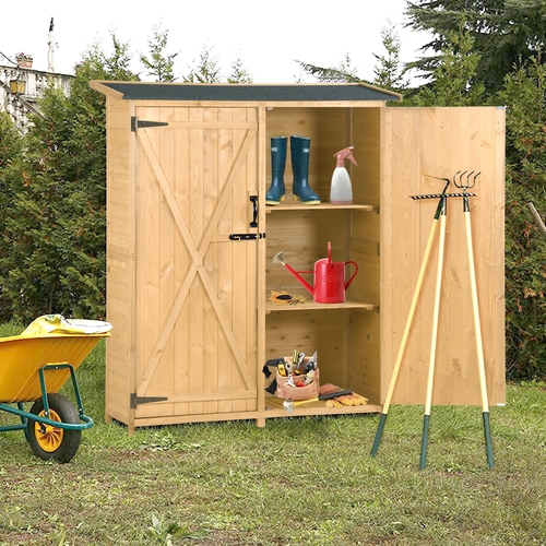 Outdoor 5.3ft Hx4.6ft L Wood Storage Shed Tool Organizer,Garden Shed,