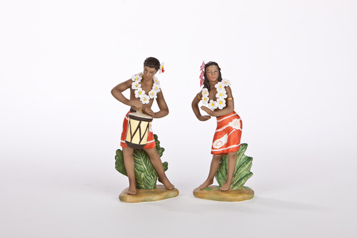 Miniature Ceramic "Drummer Boy & Graceful Dancer"