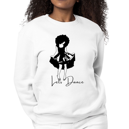 Womens Graphic Sweatshirt Say it Soul - Lets Dance Black Line Art Prin