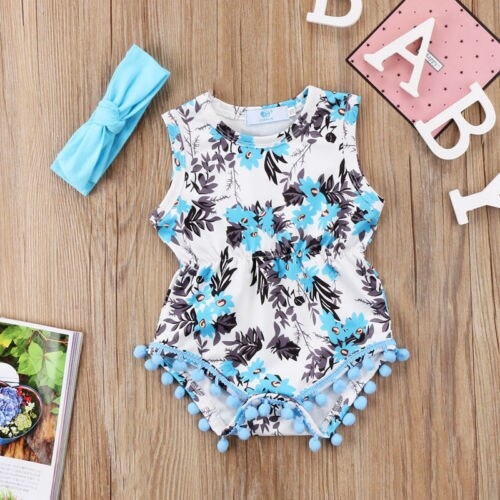 Newborn Baby Girls Floral Sleeveless Tassel