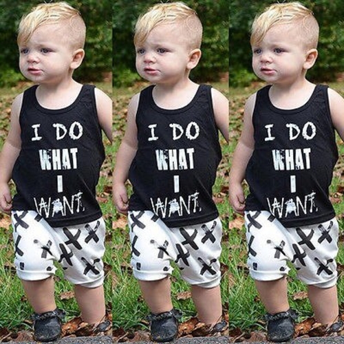 Newborn Baby Kids Boys Tops Cool Letter Printing I