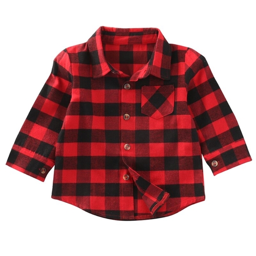 Baby Boy Girl Long Sleeve Plaid Blouses Breathable