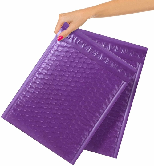 Poly Bubble Mailers 9.5" x 13.5", Pack of 10 Purple Padded Shipping