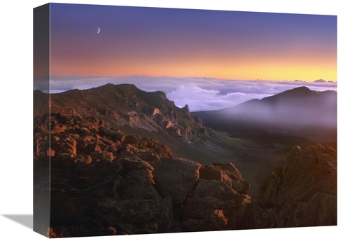 Global Gallery GCS-396741-1216-142 12 x 16 in. Sunrise & Crescent Moon