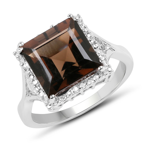 4.63 Carat Genuine Smoky Quartz .925 Sterling Silver Ring