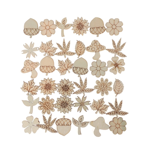 50PCS/Pack Wooden Slice Hanging Ornaments Flowers