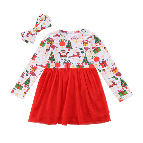 2018 Little Girls Christmas Cartoon Dress Toddler