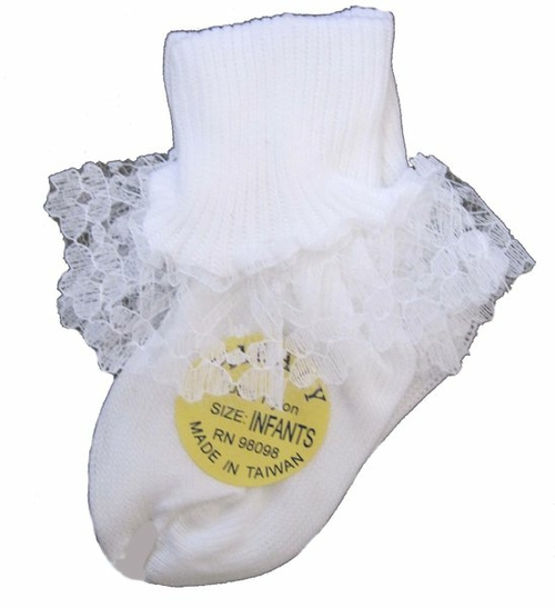 Baby Girls' Dress Socks - White w/Lace, 0-6M