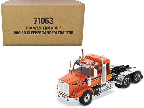 Western Star 4900 SB Tandem Sleeper Cab Truck Tractor Orange with