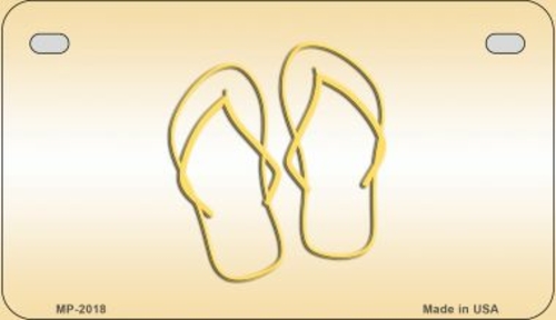 Smart Blonde MP-2018 7 x 4 in. Flip Flops Yellow Novelty Metal Motorcy