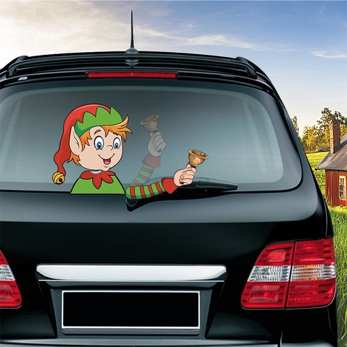 Lovely Elf Shaking the Bell Waving Wiper Decals